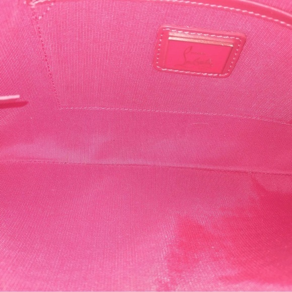 Auth Christian Louboutin Blue Spiked Studded Calfskin Loubiposh Clutch - Picture 8 of 10